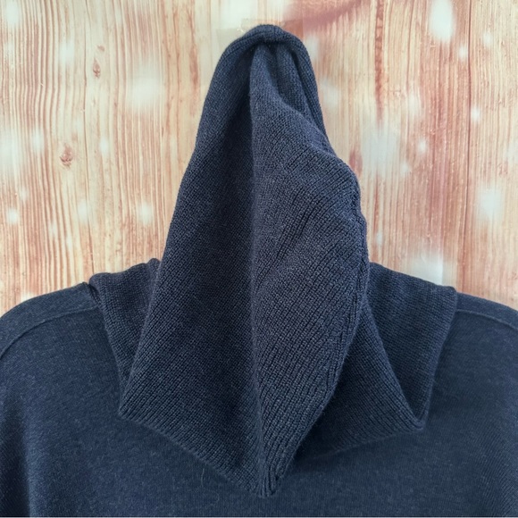 Eileen Fisher Midnight Blue Hooded Boxy Sweater - Picture 11 of 12